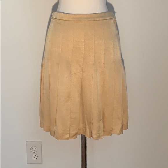 Ellen Tracy petites SILK Knit Pleated Skirt Gold - Picture 6 of 6